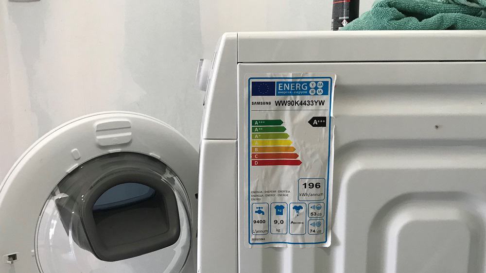 het energielabel van een wasmachine