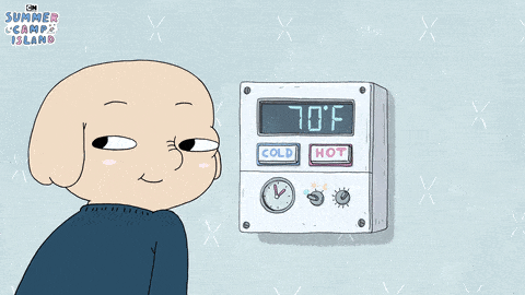 Animatieserie waarin iemand de thermostaat instelt