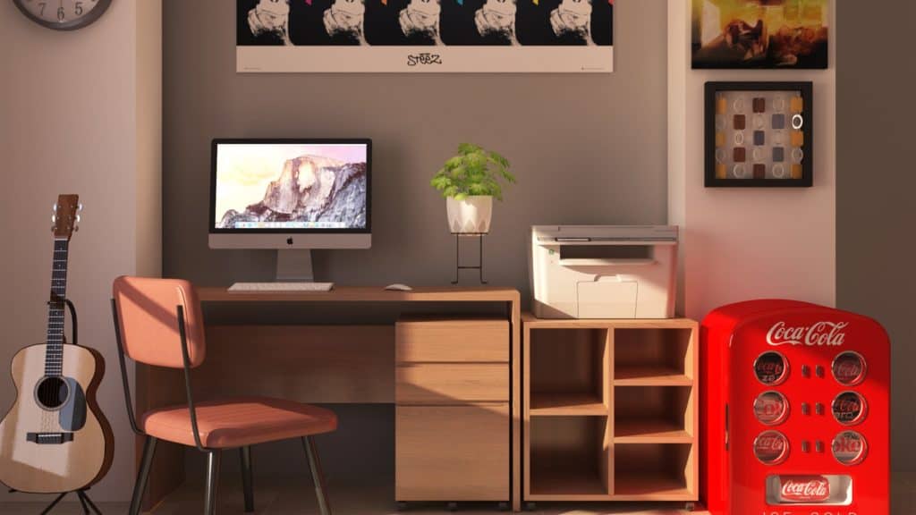 Studeerkamer met printer