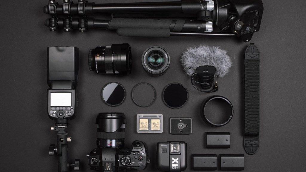 camera apparatuur uitgestald